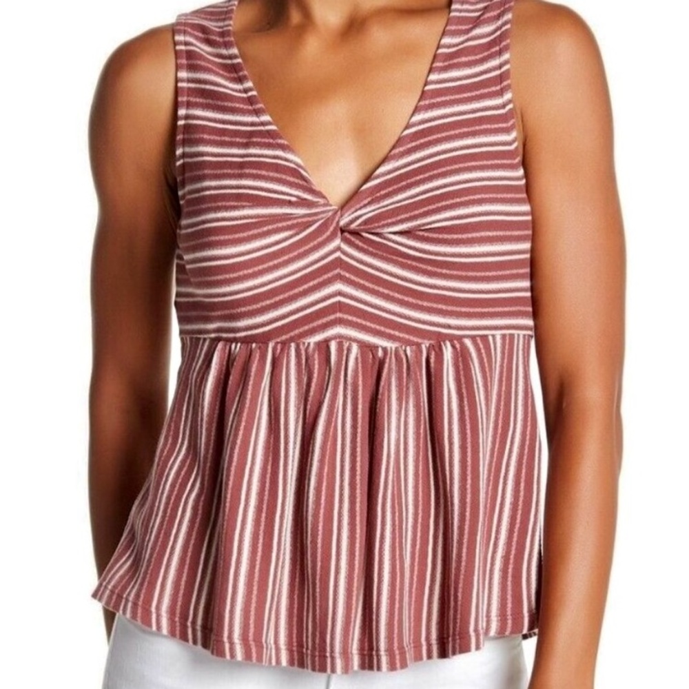 LUCKY BRAND flowy peplum stripe tank top